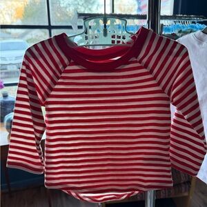 Cat & Jack Red and White Striped Long Sleeve Tee